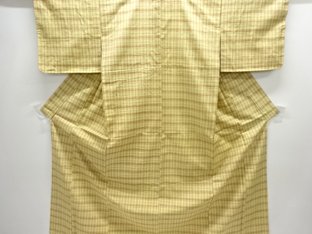 JAPANESE KIMONO / ANTIQUE KIMONO / SILK / TSUMUGI / WOVEN GRID